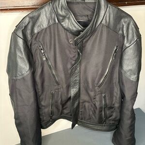 Vintage Men's Black Leather Motorcycle Jacket, Size 38